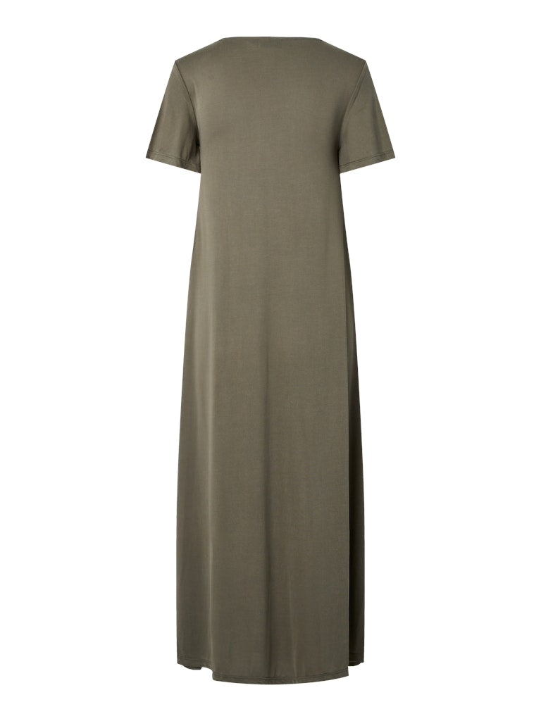 PCANORA SS V-NECK NEW DRESS - Dusty Olive