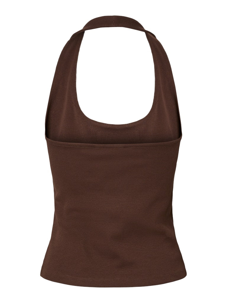 PCMAY HALTERNECK TOP - Chickory Coffee
