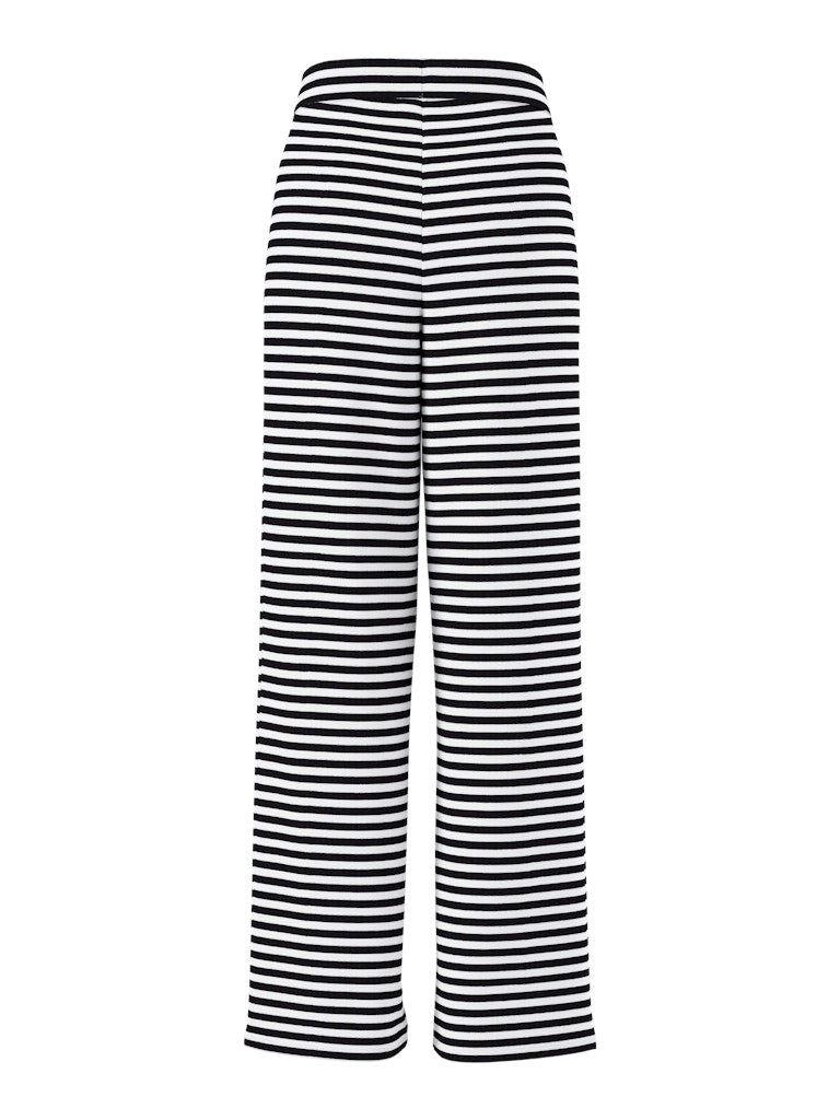 PCLAYA MW WIDE PANTS JRS - Black/Bright White