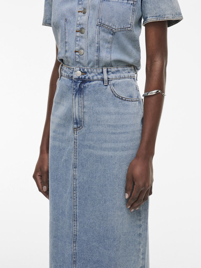 ROUJOLIE HW MAXI DENIM SKIRT - Light Blue Denim