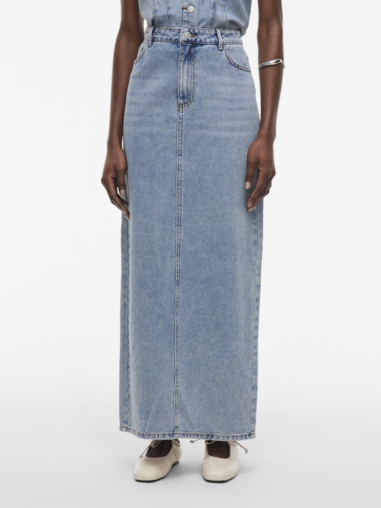 ROUJOLIE HW MAXI DENIM SKIRT - Light Blue Denim