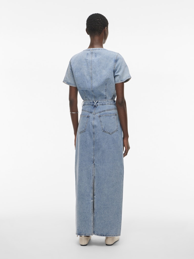 ROUJOLIE HW MAXI DENIM SKIRT - Light Blue Denim