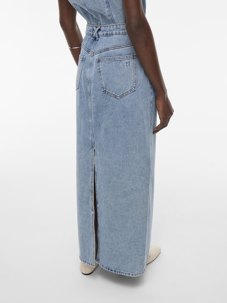 ROUJOLIE HW MAXI DENIM SKIRT - Light Blue Denim