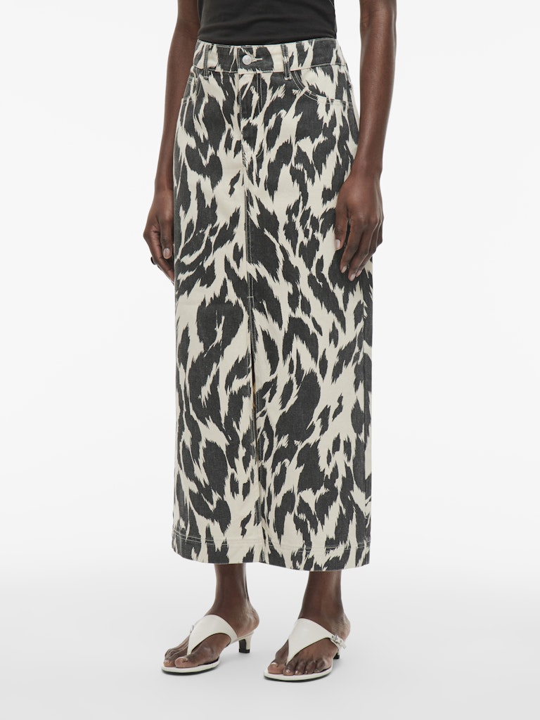 ROUNOVA RW MIDI DENIM SKIRT -Birch/Print