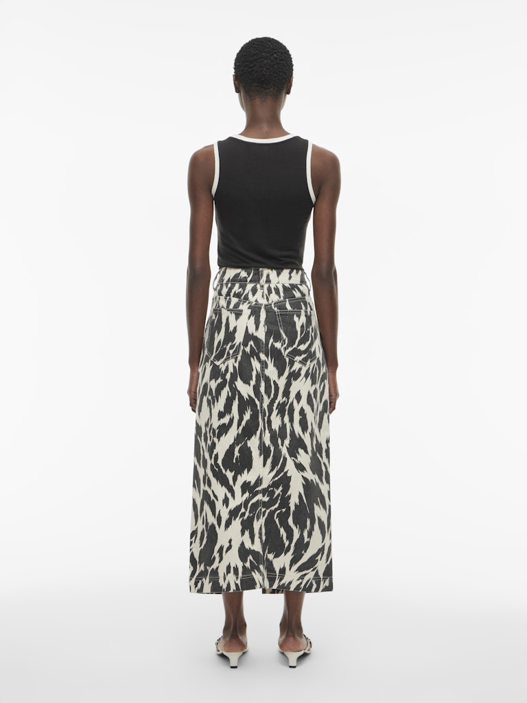 ROUNOVA RW MIDI DENIM SKIRT -Birch/Print
