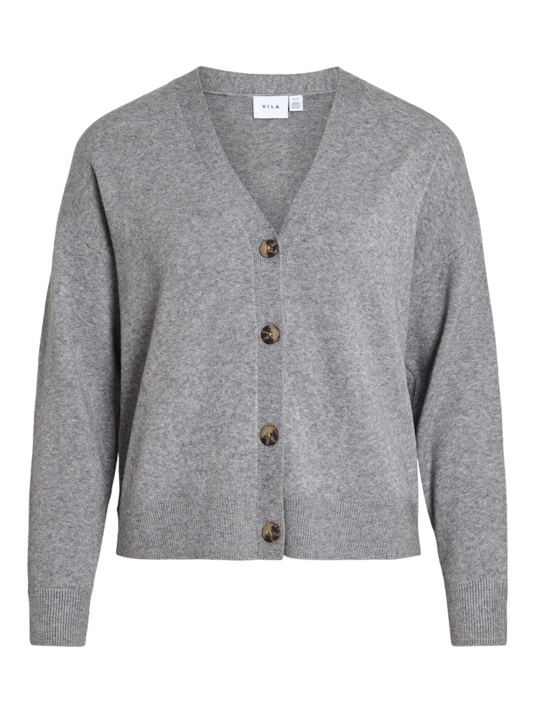 VIRIL V-NECK KNIT CARDIGAN - Medium Grey Melange