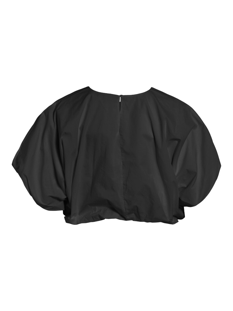VIBALUNI O-NECK S/S VOLUME TOP - Black