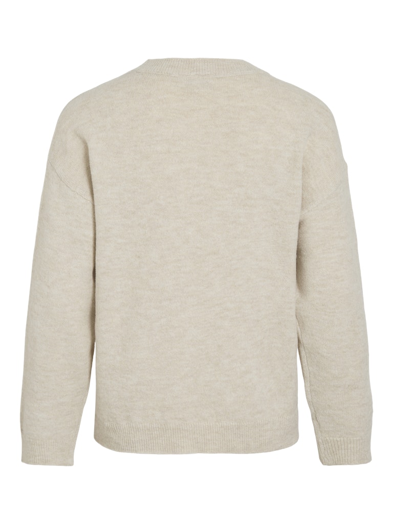 VILIGA L/S O-NECK KNIT TOP - Birch Melange