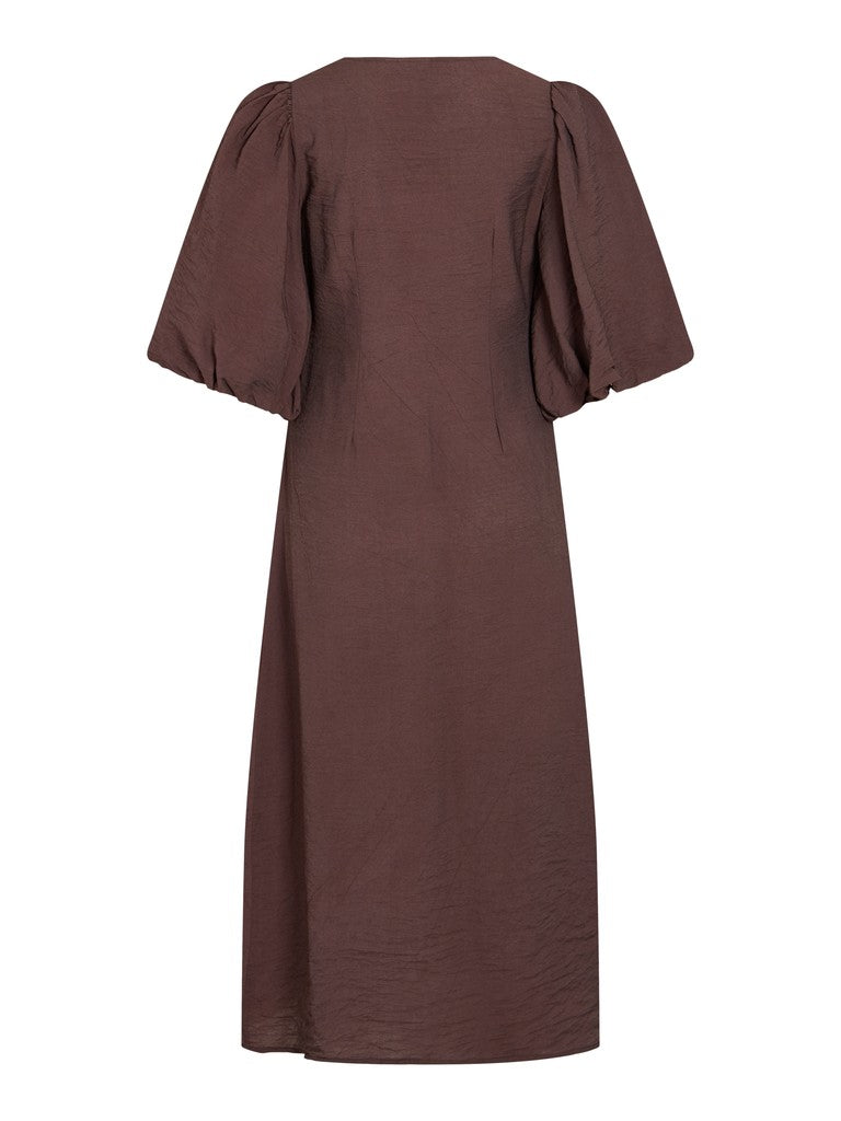 VIGOLA 2/4 V-NECK MIDI DRESS - Coffee Bean
