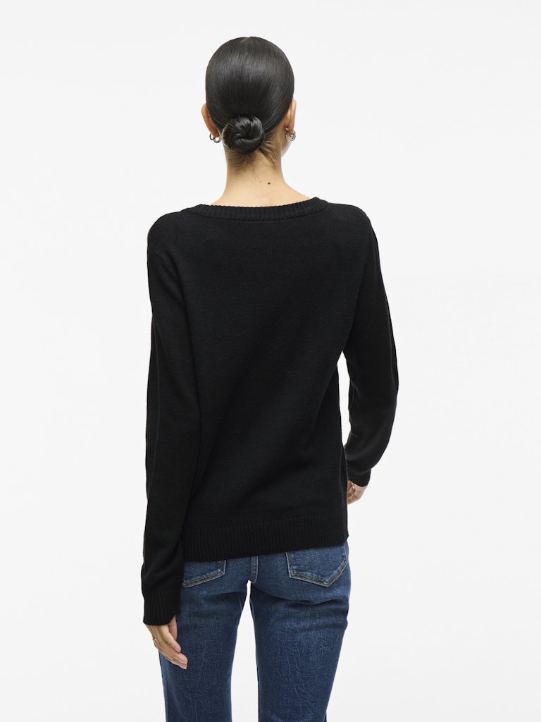 VIRIL O-NECK L/S KNIT TOP - Black