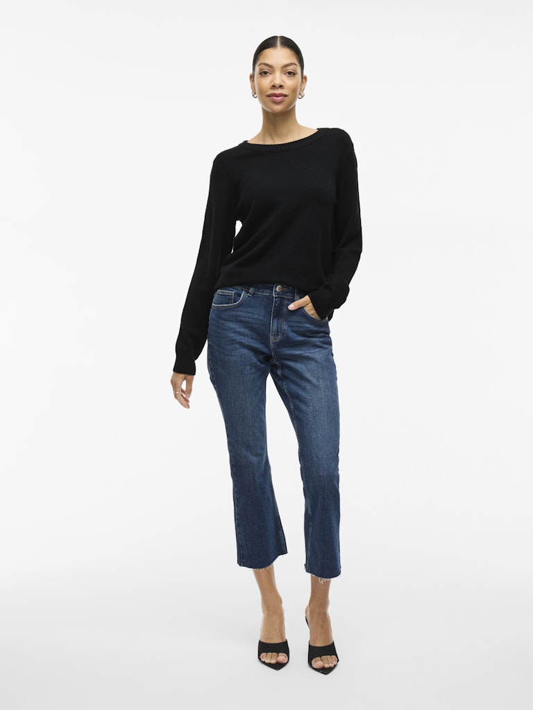 VIRIL O-NECK L/S KNIT TOP - Black