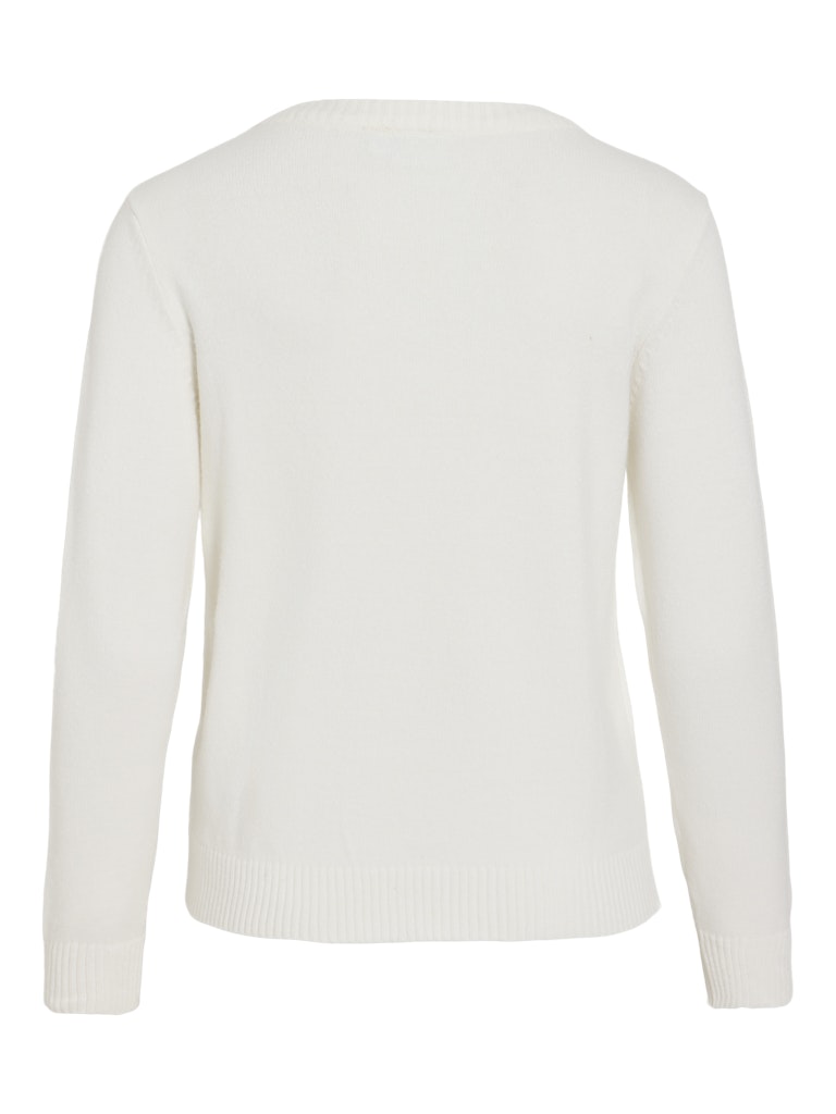 VIRIL O-NECK L/S KNIT TOP - White Alyssum