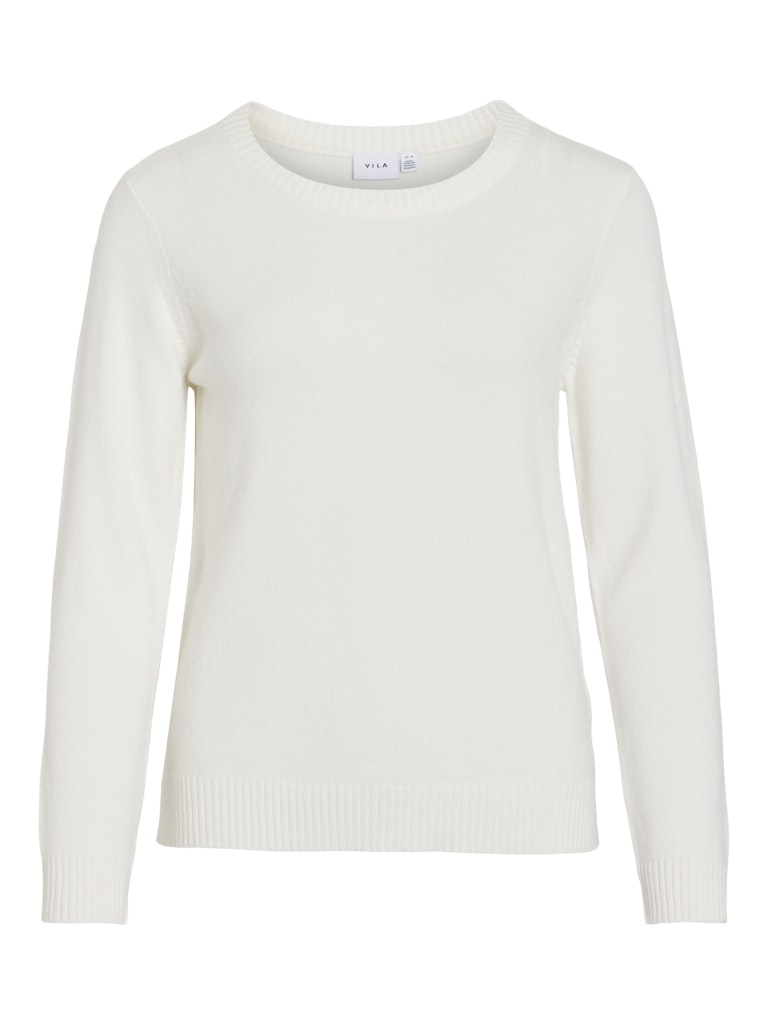VIRIL O-NECK L/S KNIT TOP - White Alyssum