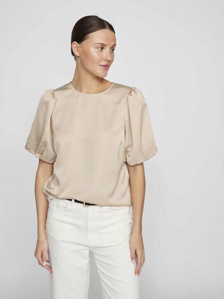 VIELLETTE 2/4 SATIN PUFF TOP - Cement