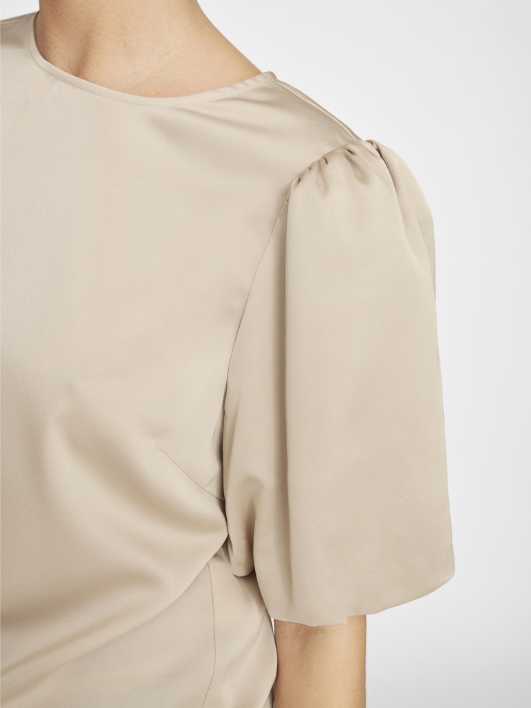 VIELLETTE 2/4 SATIN PUFF TOP - Cement