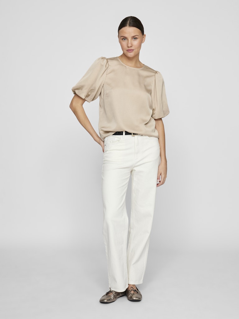 VIELLETTE 2/4 SATIN PUFF TOP - Cement