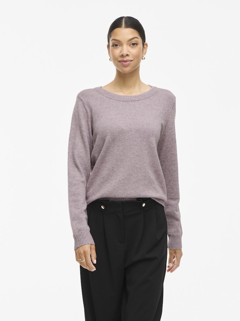 VIRIL O-NECK L/S KNIT TOP - Toadstool