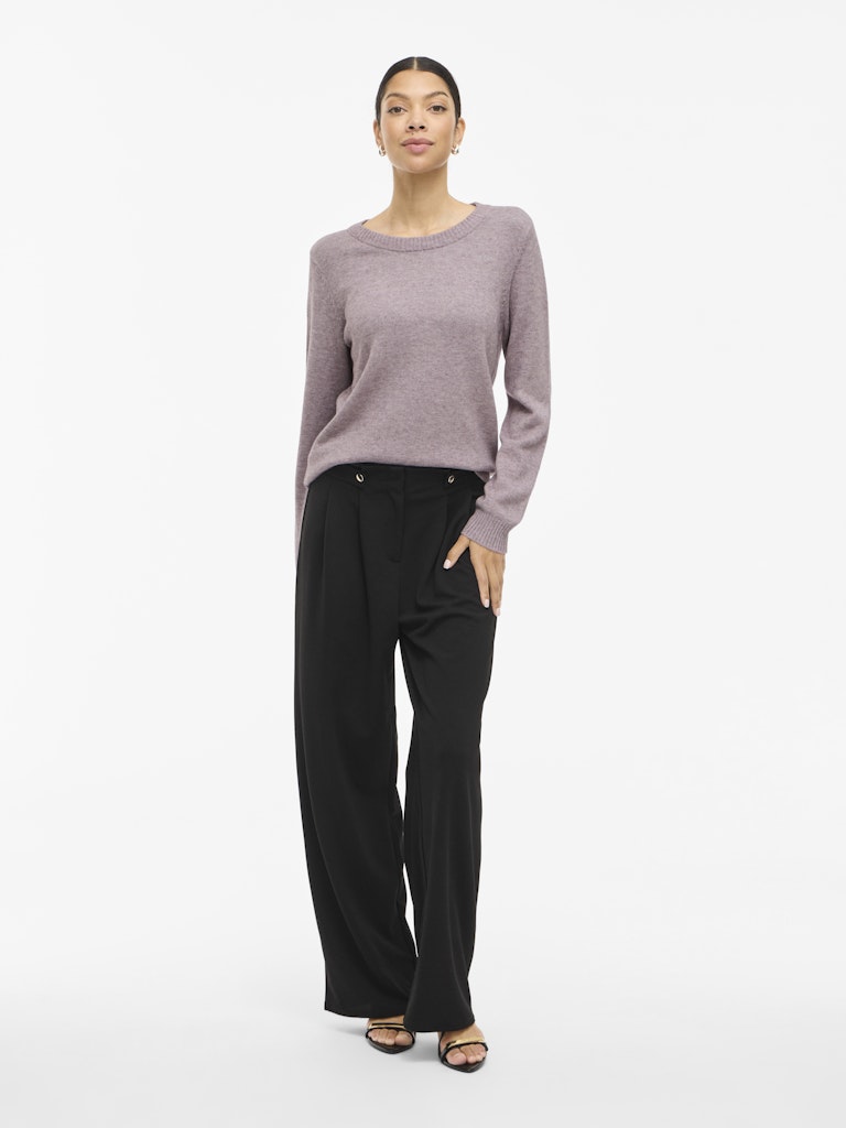 VIRIL O-NECK L/S KNIT TOP - Toadstool