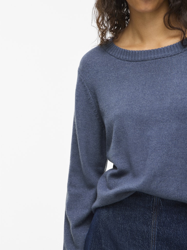 VIRIL O-NECK L/S KNIT TOP - Vintage Indigo