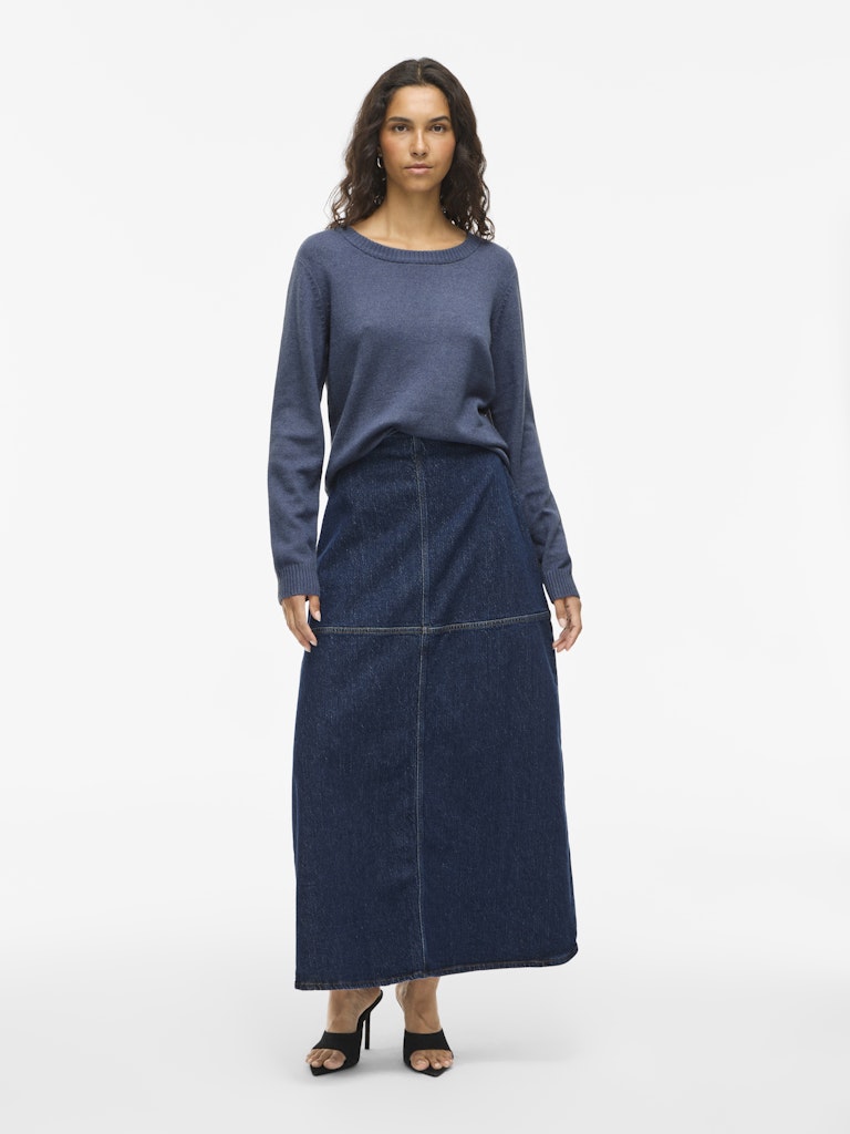 VIRIL O-NECK L/S KNIT TOP - Vintage Indigo