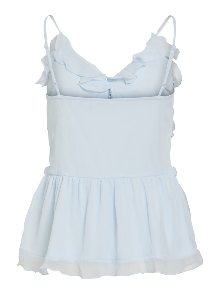 VIFALIA V-NECK STRAP FRILL TOP - Nantucket Breeze