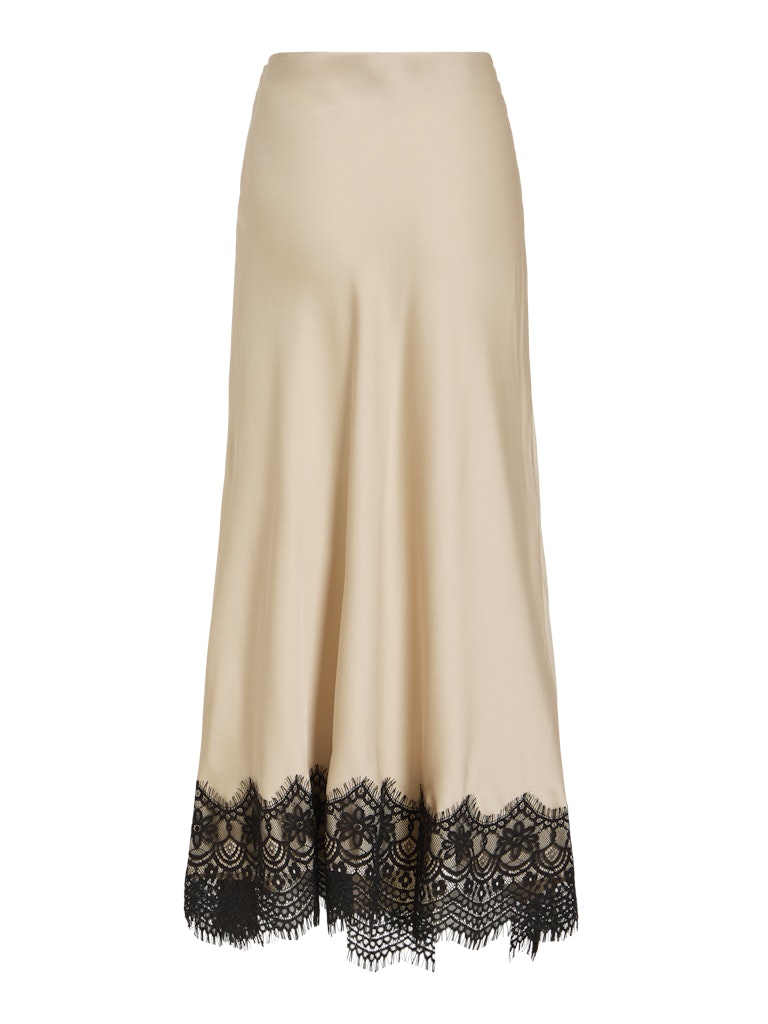 VIELLETTE HW ANKLE LACE SKIRT - Cement/Black Lace