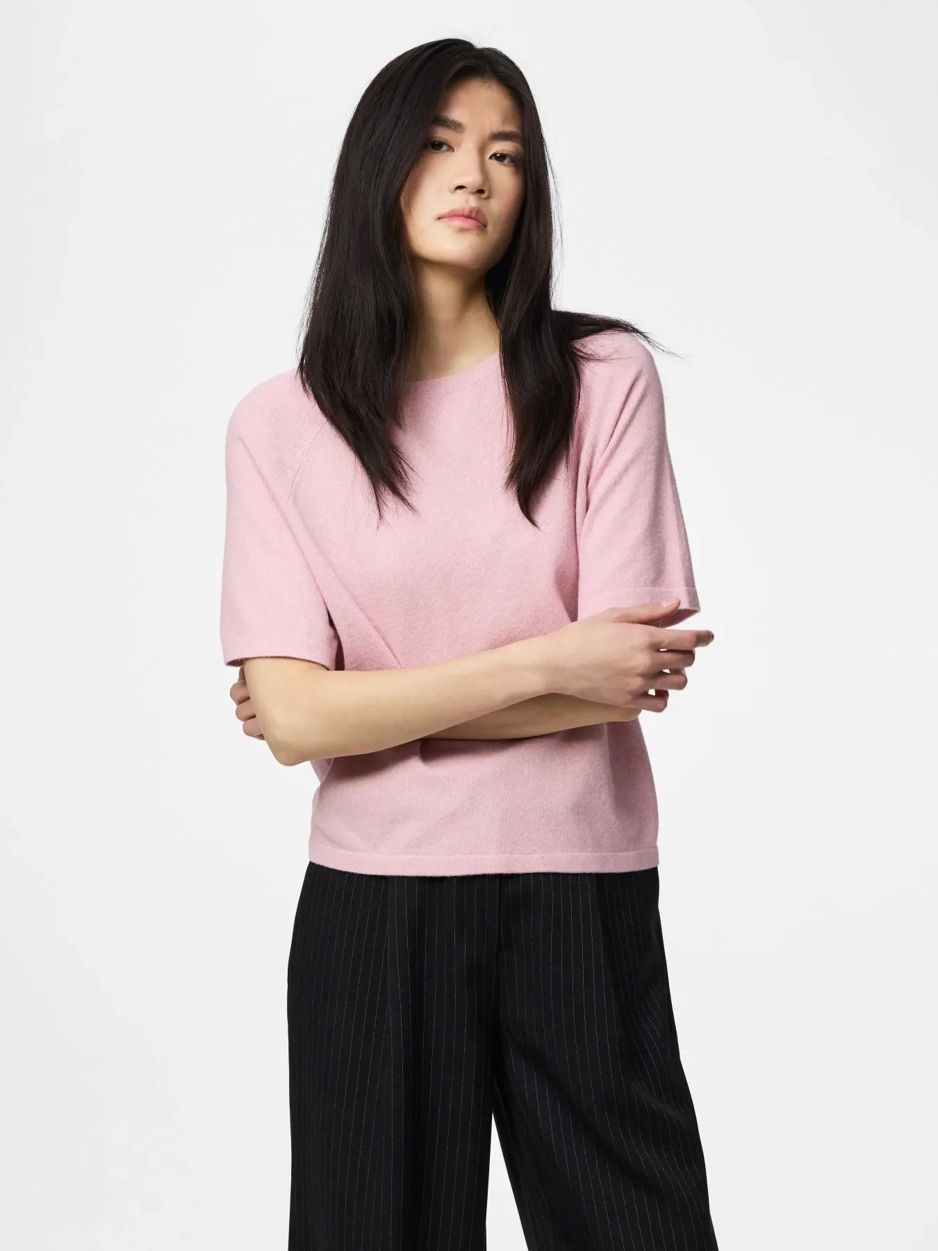 PCBREE SS O-NECK KNIT - Roseate Spoonbill Melange