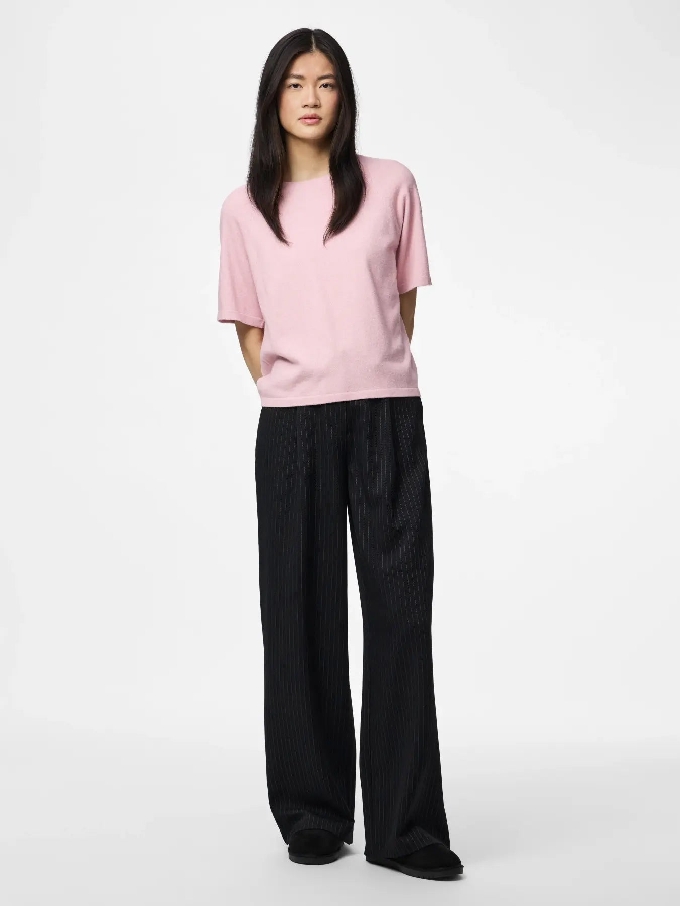PCBREE SS O-NECK KNIT - Roseate Spoonbill Melange