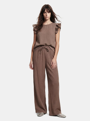 PCSASTINA HW WIDE PANTS - Coffee Quartz