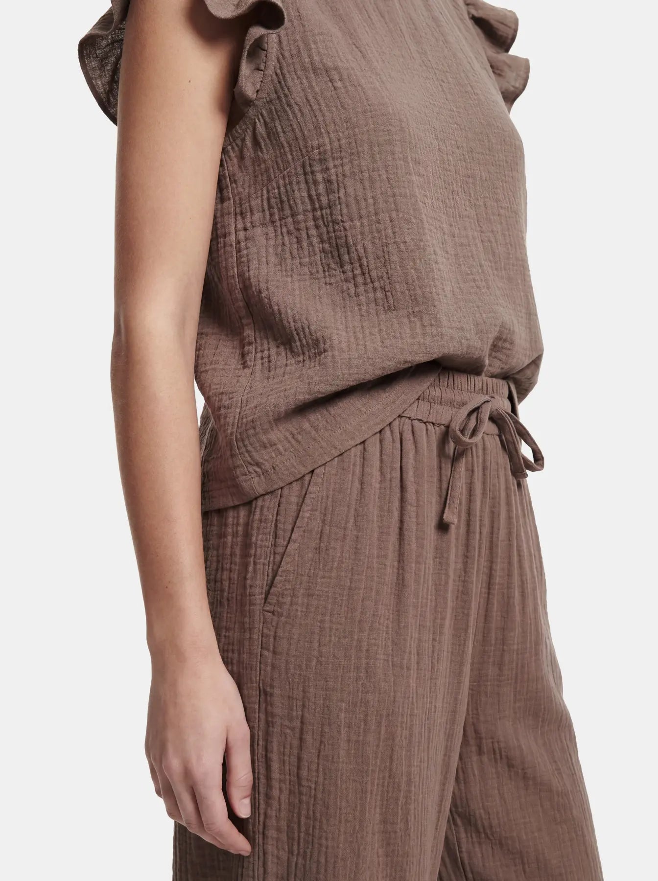 PCSASTINA HW WIDE PANTS - Coffee Quartz