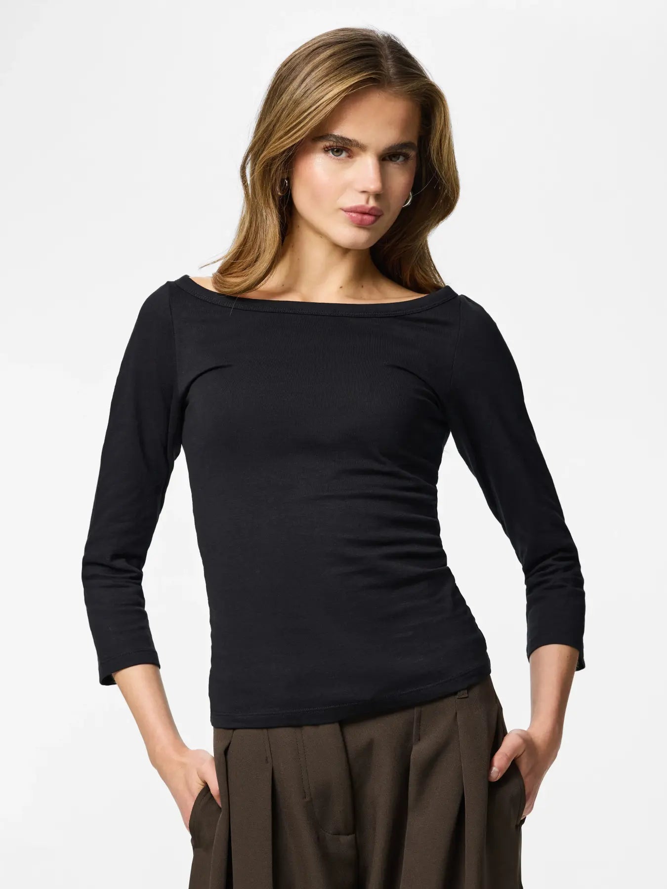PCPHOEBE 3/4 BOATNECK TOP JRS - Black