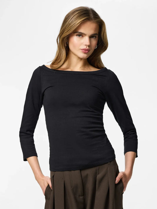 PCPHOEBE 3/4 BOATNECK TOP JRS - Black