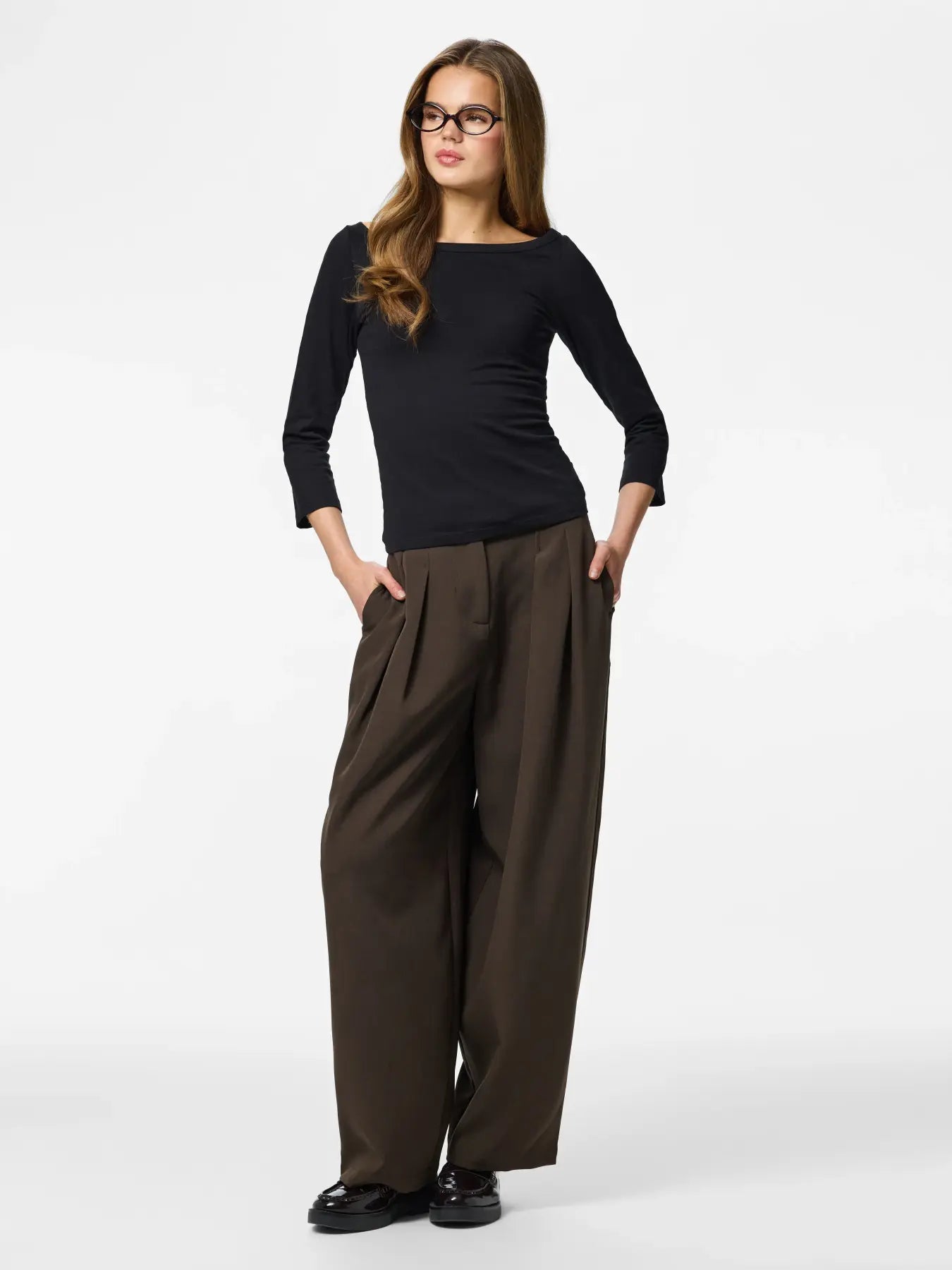 PCPHOEBE 3/4 BOATNECK TOP JRS - Black