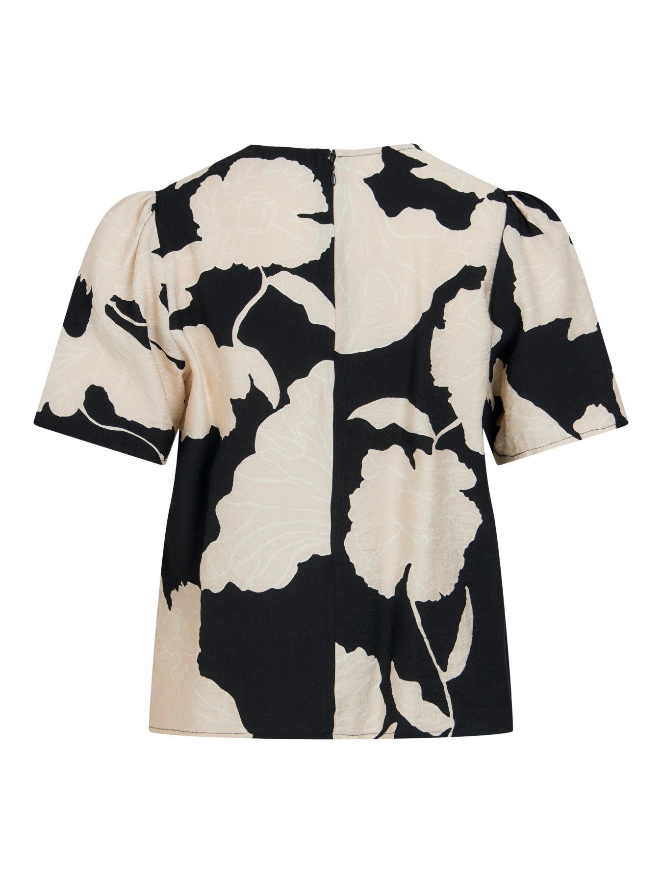 VISASKIA S/S TOP - Black/Birch Flowers