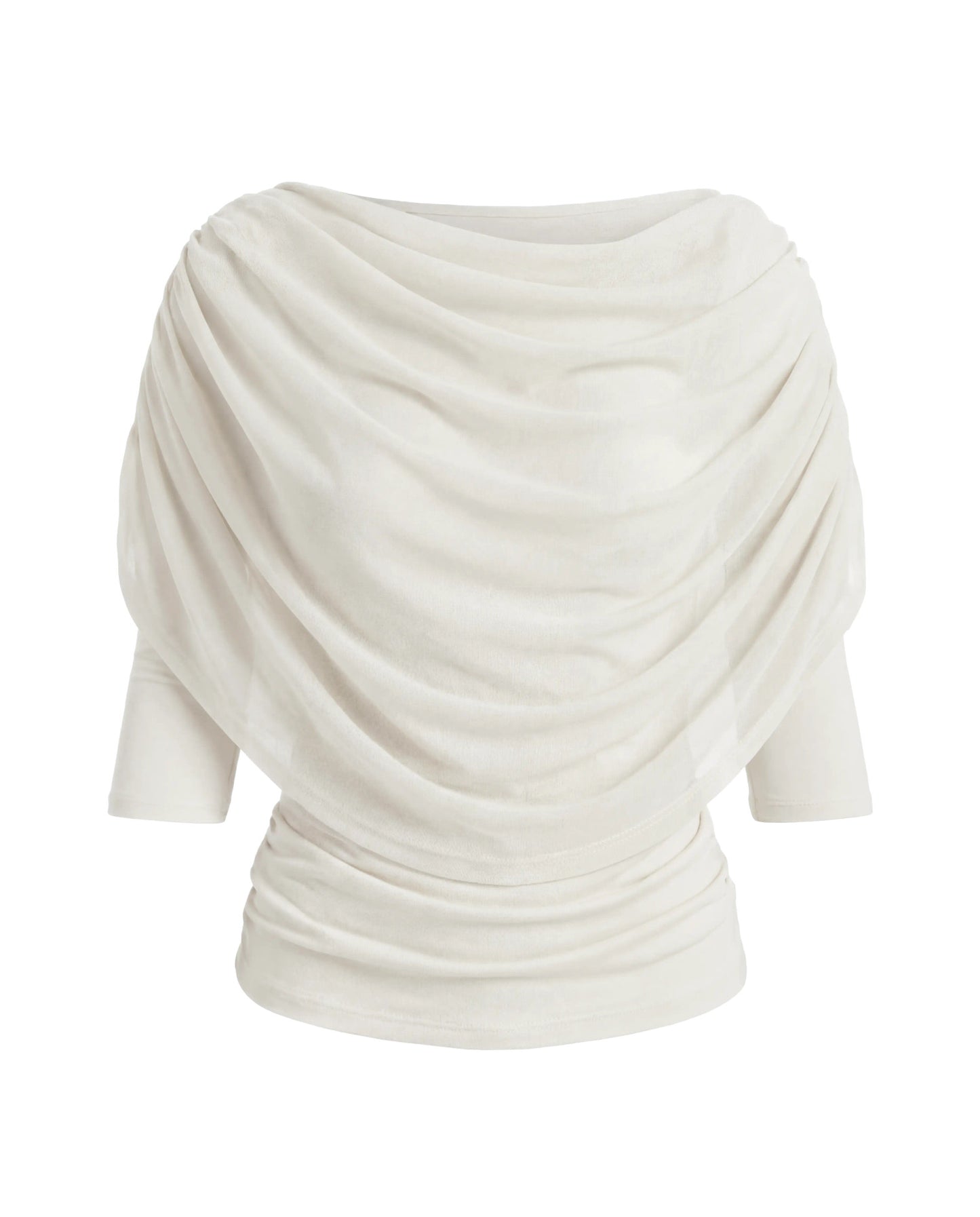 OBJDINA 2/4 BOATNECK CAPE TOP - Cloud Dancer