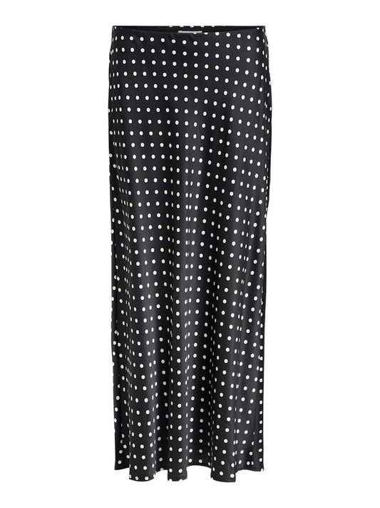 OBJSALLY MAXI SKIRT - Black White dots