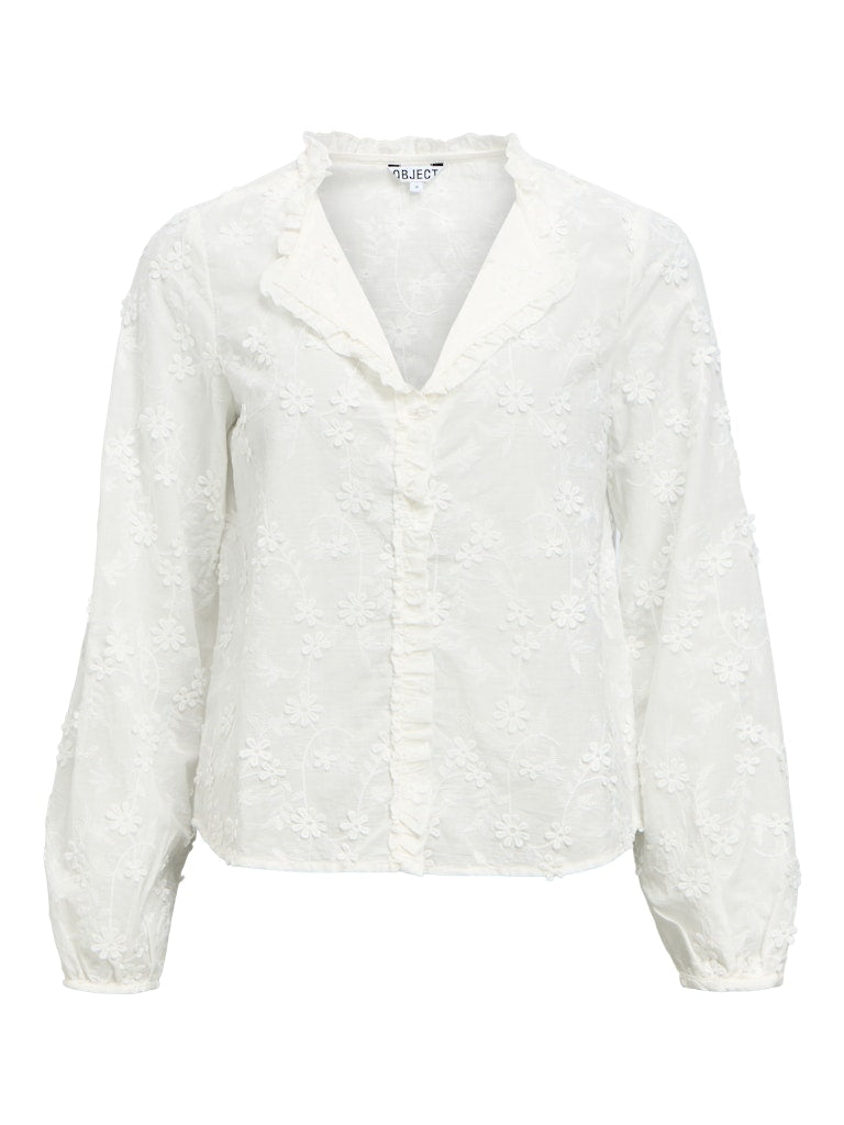 OBJKARLI L/S RE SHIRT - Cloud Dancer