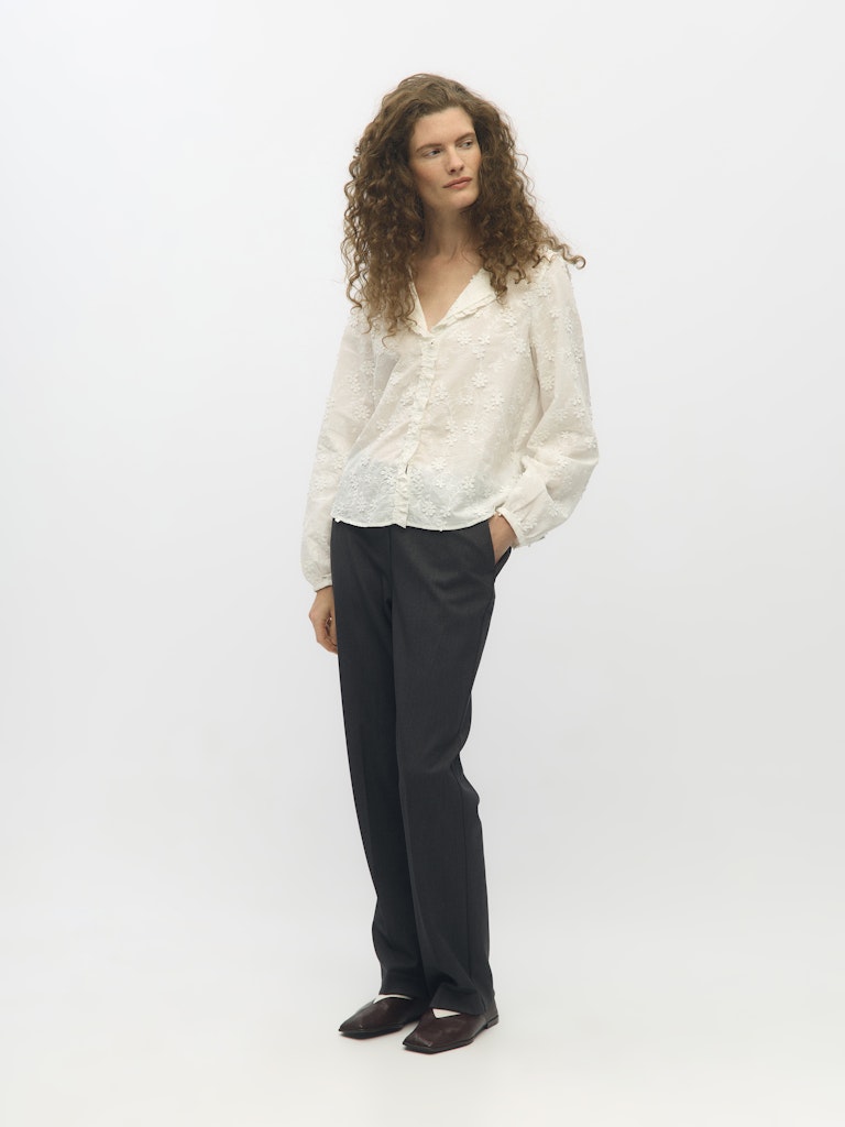 OBJKARLI L/S RE SHIRT - Cloud Dancer