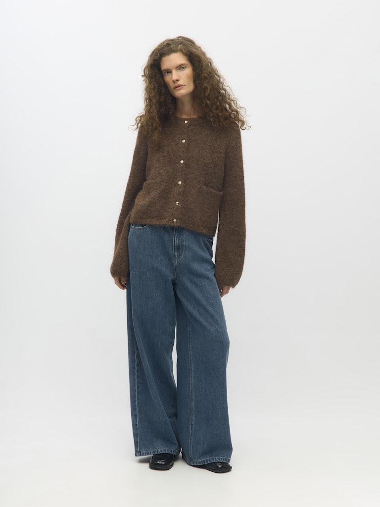 OBJSAGGIA RE L/S KNIT CARDIGAN -Carafe Melange