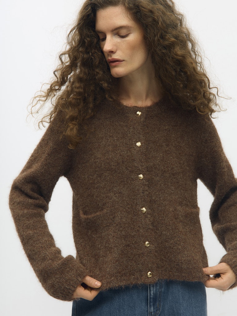OBJSAGGIA RE L/S KNIT CARDIGAN -Carafe Melange