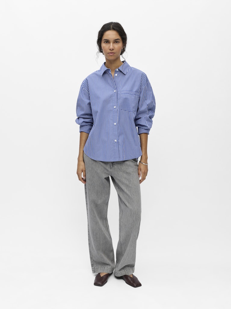 OBJZILA L/S RE SHIRT - Clematis Blue/White