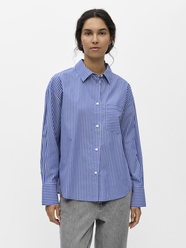 OBJZILA L/S RE SHIRT - Clematis Blue/White
