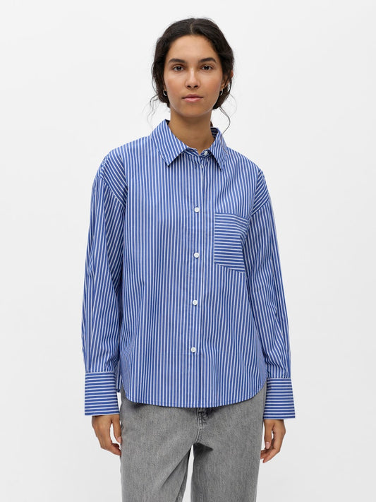 OBJZILA L/S RE SHIRT - Clematis Blue/White