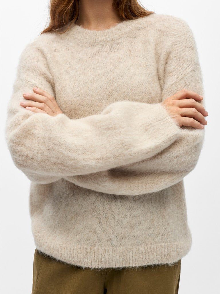 OBJHARRY L/S LO KNIT PULLOVER - Birch Melange