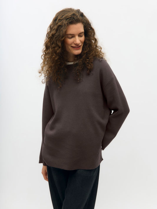 OBJREYNARD L/S LO KNIT PULLOVER - Seal Brown