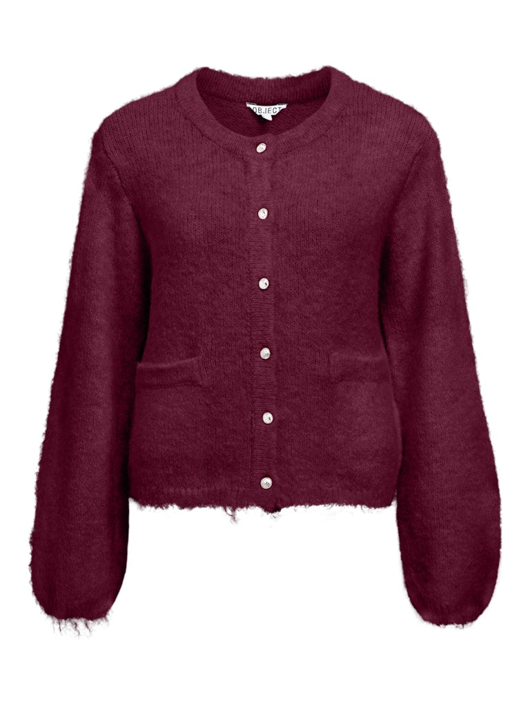 OBJSAGGIA RE L/S KNIT CARDIGAN - Windsor Wine Melange