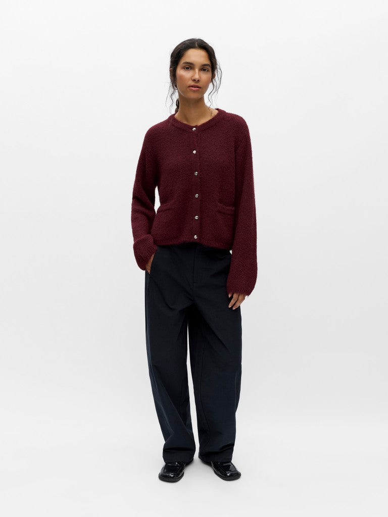 OBJSAGGIA RE L/S KNIT CARDIGAN - Windsor Wine Melange