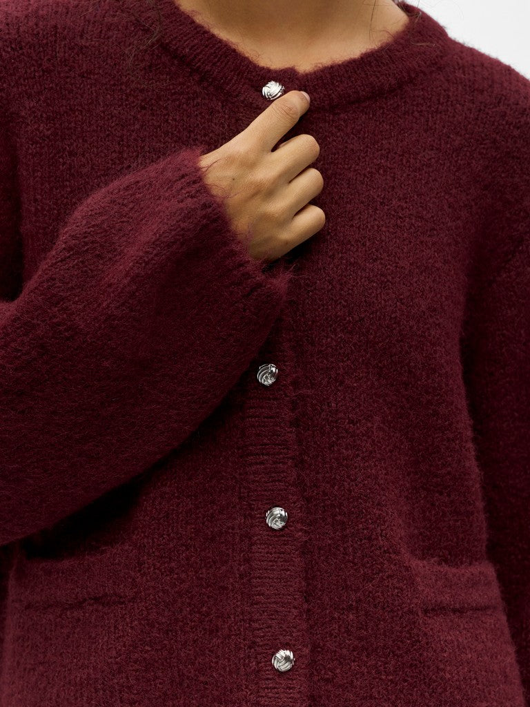 OBJSAGGIA RE L/S KNIT CARDIGAN - Windsor Wine Melange