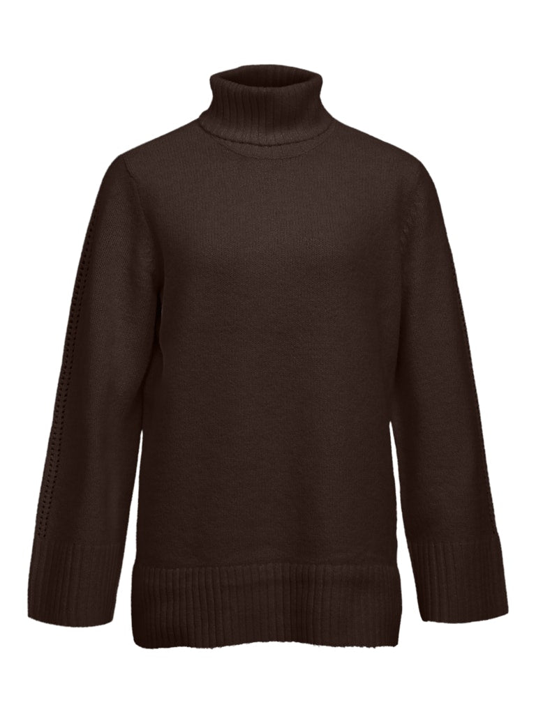OBJMALI L/S LO KNIT PULLOVER - Seal Brown Melange