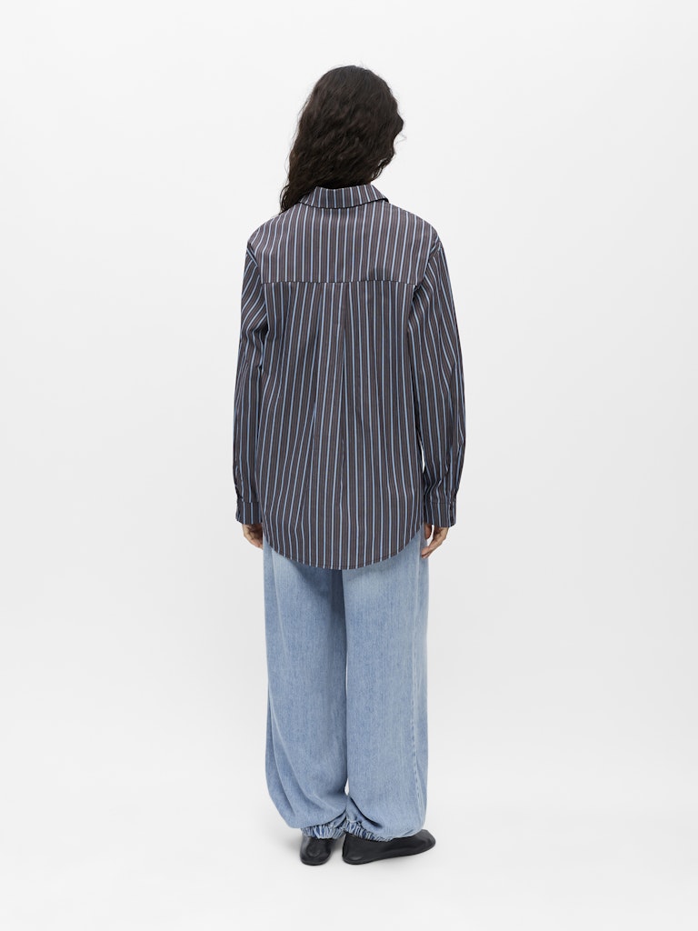 OBJTUTTA LO L/S SHIRT - Seal Brown/Little Boy Blue Stripes